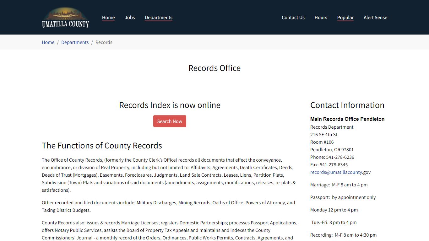 Records - Umatilla County