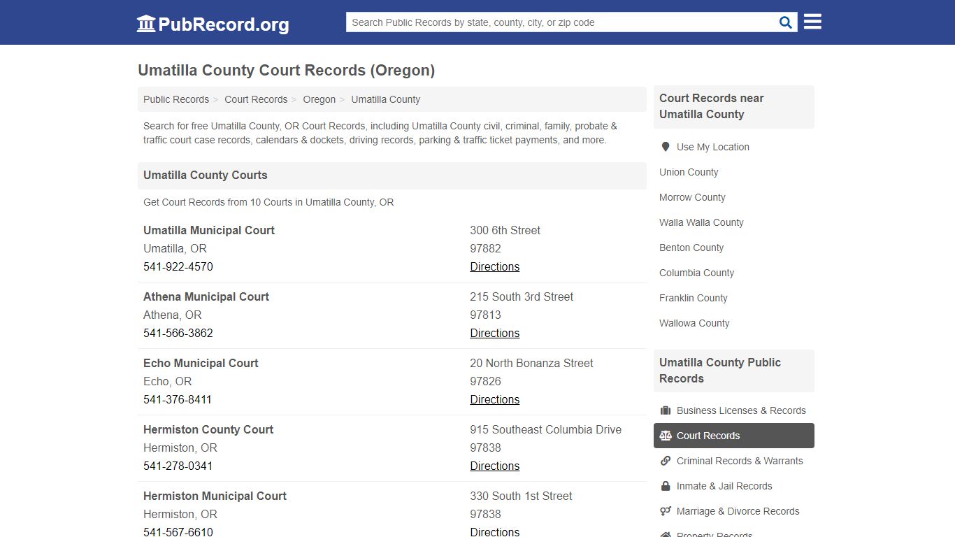 Free Umatilla County Court Records (Oregon Court Records)