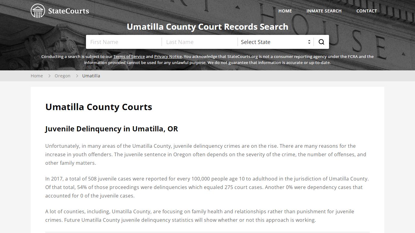 Umatilla County, OR Courts - Records & Cases - StateCourts