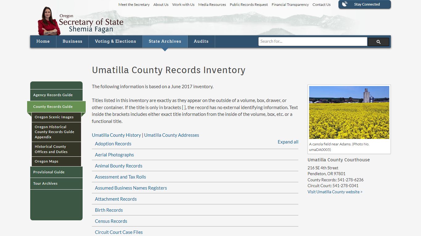 State of Oregon: County Records Guide - Umatilla County ...