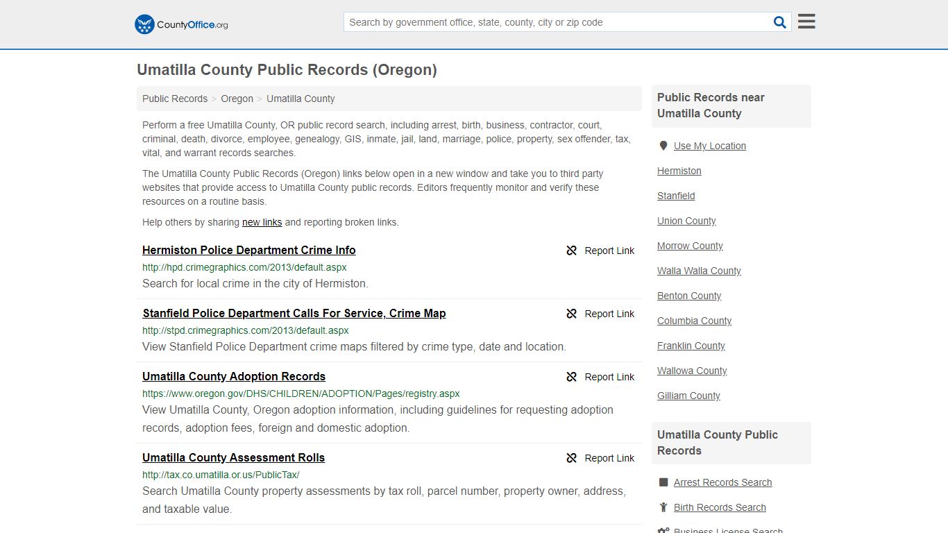 Public Records - Umatilla County, OR (Business, Criminal ...